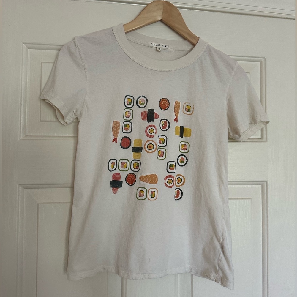 Urban Outfitters White Sushi Graphic T-Shirt